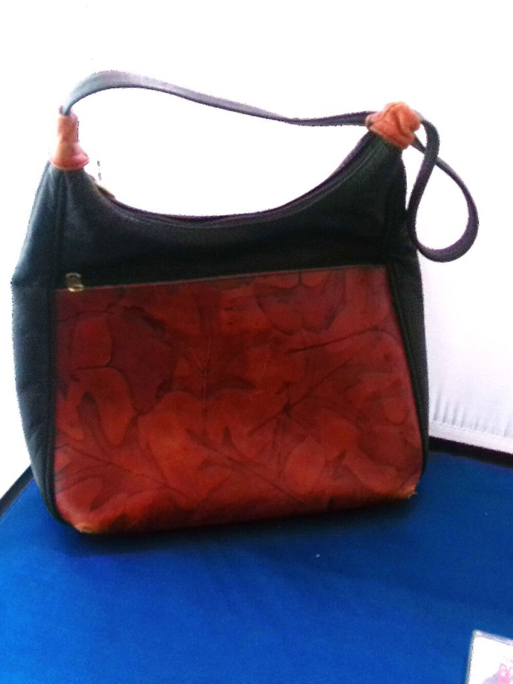 C.L. Whiting Leaf Leather Handbag Bag With Leaf Design